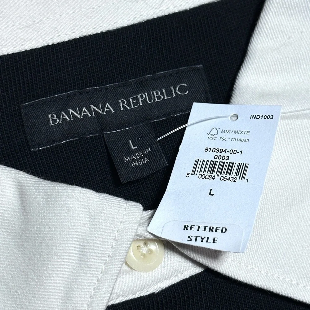 NEW Banana Republic Rugby Polo Mens Large Flame Logo‎ Long Sleeve Colorblock NWT